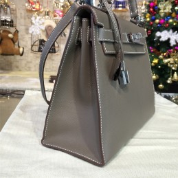 Replica Hermes Taupe Gray Kelly 28 Palladium Hardware Bag