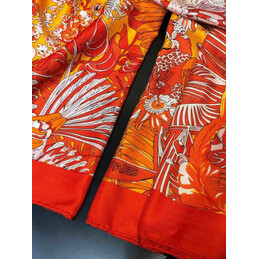 Replica Hermes Orange Floral 90cm Silk Scarf