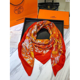 Replica Hermes Orange Floral 90cm Silk Scarf