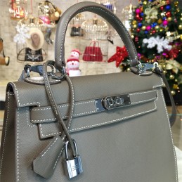 Replica Hermes Taupe Gray Kelly 28 Palladium Hardware Bag