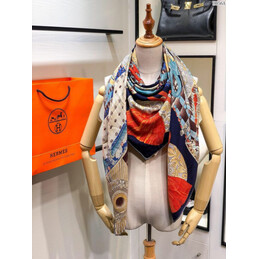 Replica Hermes Navy Tassel Print 90cm Silk Scarf