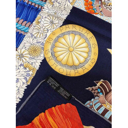 Replica Hermes Navy Tassel Print 90cm Silk Scarf