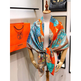 Replica Hermes Green Tassel Print 90cm Silk Scarf