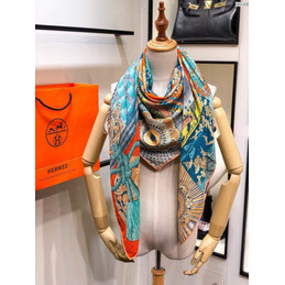 Replica Hermes Green Tassel Print 90cm Silk Scarf