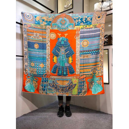 Replica Hermes Green Tassel Print 90cm Silk Scarf