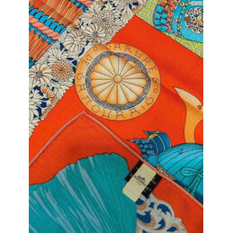 Replica Hermes Green Tassel Print 90cm Silk Scarf