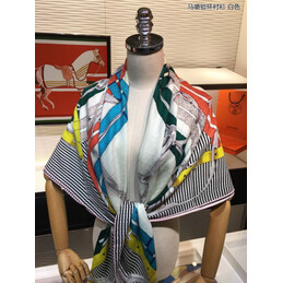 Replica Hermes Yellow and Gray Geometric 90cm Silk Scarf
