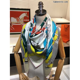 Replica Hermes Yellow and Gray Geometric 90cm Silk Scarf