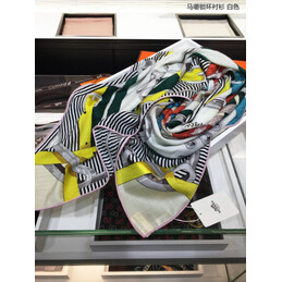 Replica Hermes Yellow and Gray Geometric 90cm Silk Scarf