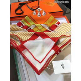 Replica Hermes Orange Striped 90cm Silk Scarf