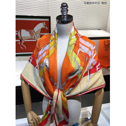 Replica Hermes Orange Striped 90cm Silk Scarf
