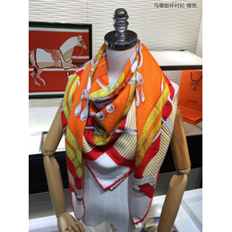 Replica Hermes Orange Striped 90cm Silk Scarf