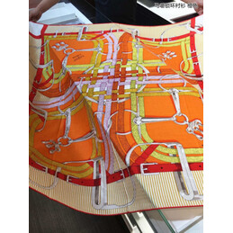 Replica Hermes Orange Striped 90cm Silk Scarf