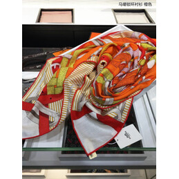 Replica Hermes Orange Striped 90cm Silk Scarf