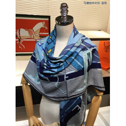 Replica Hermes Blue and Yellow Striped 90cm Silk Scarf