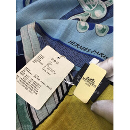 Replica Hermes Blue and Yellow Striped 90cm Silk Scarf