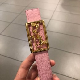 Hermes replica Pink Leather Belt with Equestrian H Buckle
