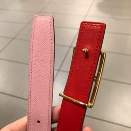Hermes replica Pink Leather Belt with Equestrian H Buckle