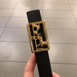 Hermes replica Black Leather Belt with Equestrian H Buckle
