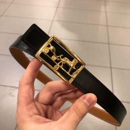 Hermes replica Camel Brown Leather Belt with Equestrian H Buckle