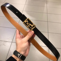 Hermes replica Camel Brown Leather Belt with Equestrian H Buckle