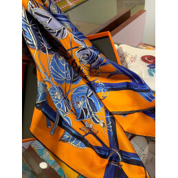 Replica Hermes Blue Orange Equestrian 90cm Silk Scarf