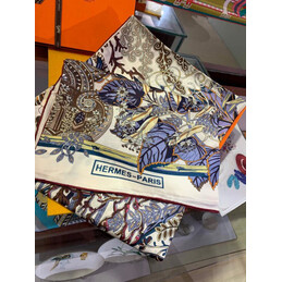 Replica Hermes Ivory Blue Equestrian 90cm Silk Scarf