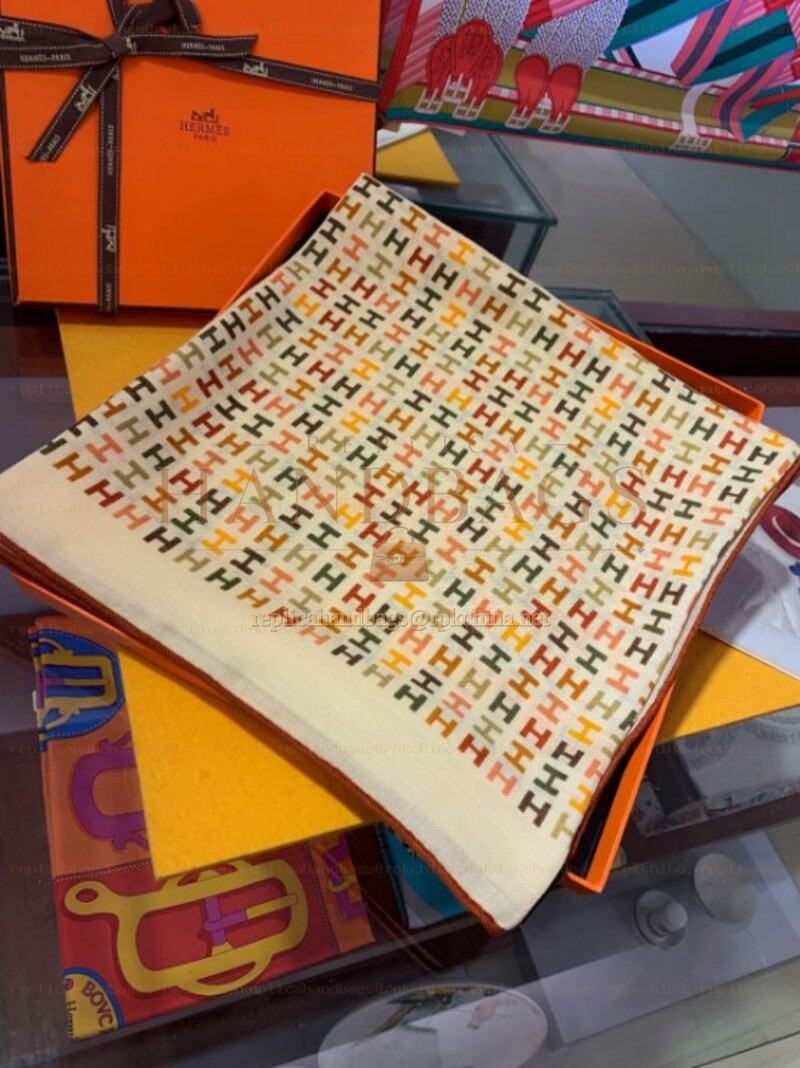 Replica Hermes Beige H 90cm Silk Scarf