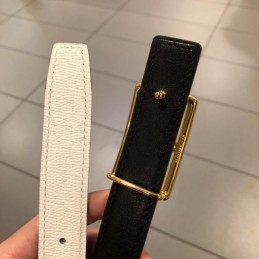 Hermes replica White Leather Belt with Equestrian H Buckle