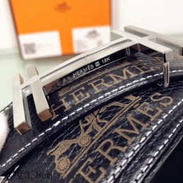Hermes replica Navy Monogram H Buckle Leather Belt