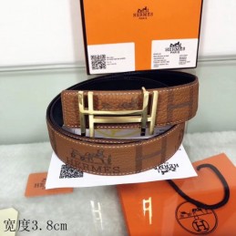 Hermes replica Brown Monogram H Buckle Leather Belt