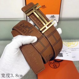 Hermes replica Brown Monogram H Buckle Leather Belt