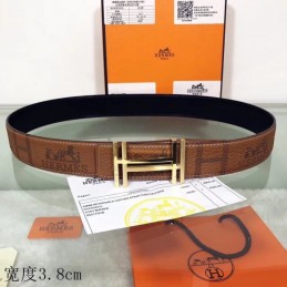 Hermes replica Brown Monogram H Buckle Leather Belt