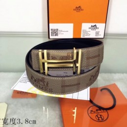 Hermes replica Taupe Monogram H Buckle Leather Belt