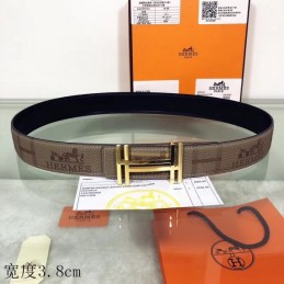 Hermes replica Taupe Monogram H Buckle Leather Belt
