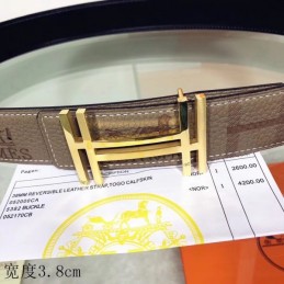 Hermes replica Taupe Monogram H Buckle Leather Belt