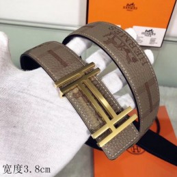 Hermes replica Taupe Monogram H Buckle Leather Belt