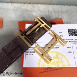 Hermes replica Taupe Monogram H Buckle Leather Belt
