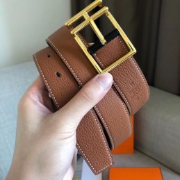 Hermes replica Tan and Black Reversible H Buckle Leather Belt
