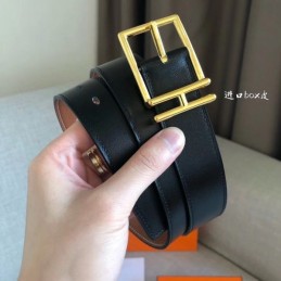 Hermes replica Tan and Black Reversible H Buckle Leather Belt