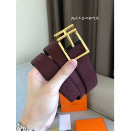 Hermes replica Burgundy Leather H Buckle Belt