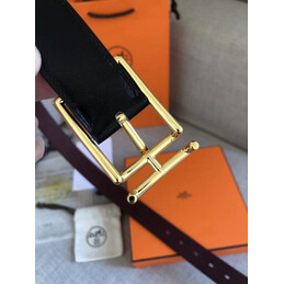 Hermes replica Burgundy Leather H Buckle Belt