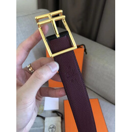 Hermes replica Burgundy Leather H Buckle Belt