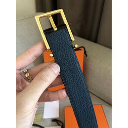Hermes replica Teal Blue Leather H Buckle Belt