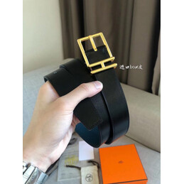 Hermes replica Teal Blue Leather H Buckle Belt