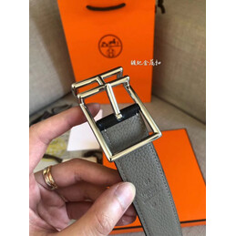 Hermes replica Black Slim Silver H Buckle Leather Belt