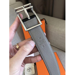 Hermes replica Black Slim Silver H Buckle Leather Belt