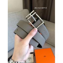 Hermes replica Black Slim Silver H Buckle Leather Belt