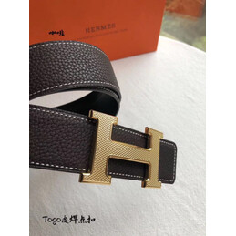 Hermes replica Dark Brown Slim H Buckle Leather Belt
