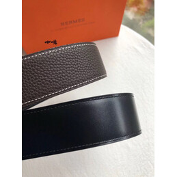 Hermes replica Dark Brown Slim H Buckle Leather Belt
